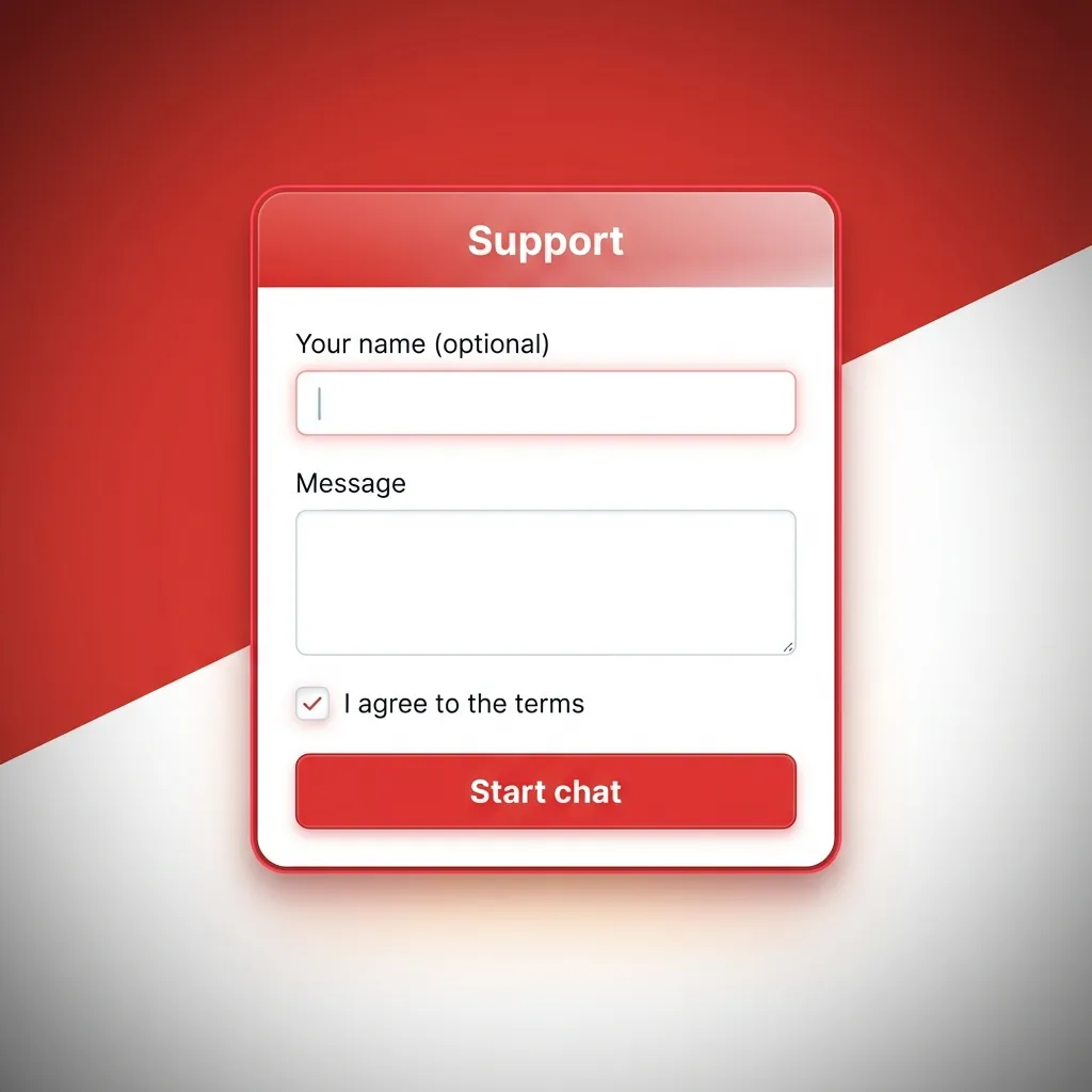 Tela do site MMAbet em português mostrando opções de suporte: chat ao vivo, e-mail, formulário e central de ajuda.
