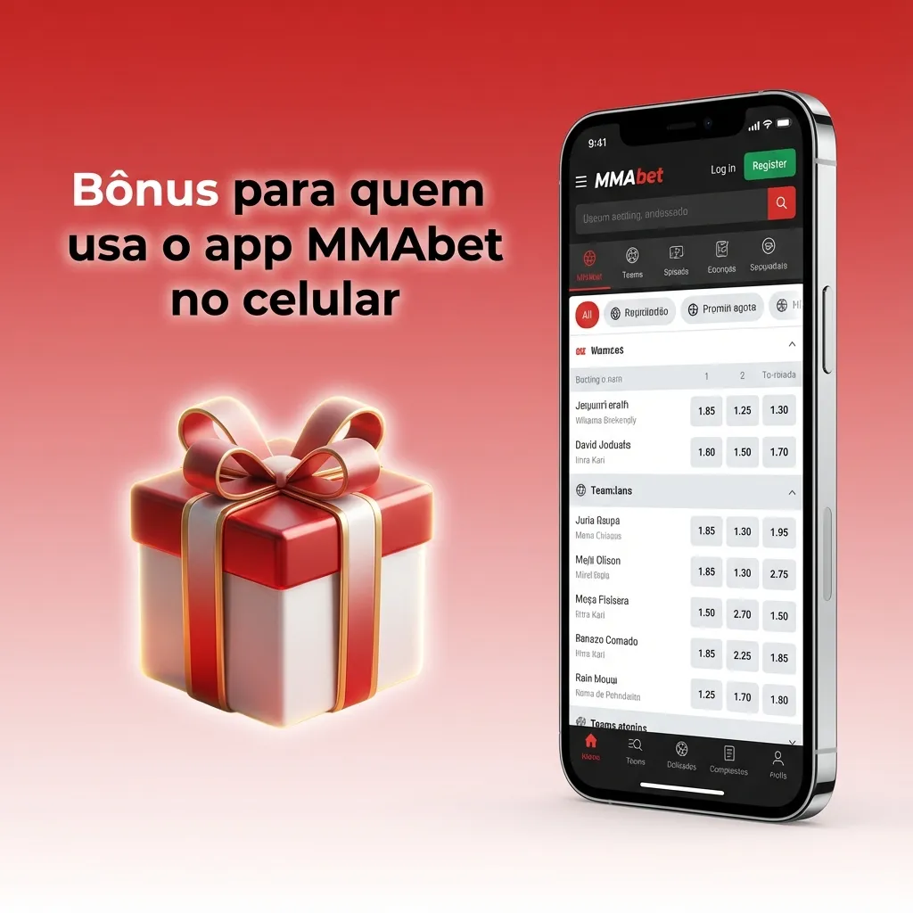 Tela de celular com app MMAbet exibindo bônus de boas‑vindas 200% e promoções exclusivas para apostas mobile