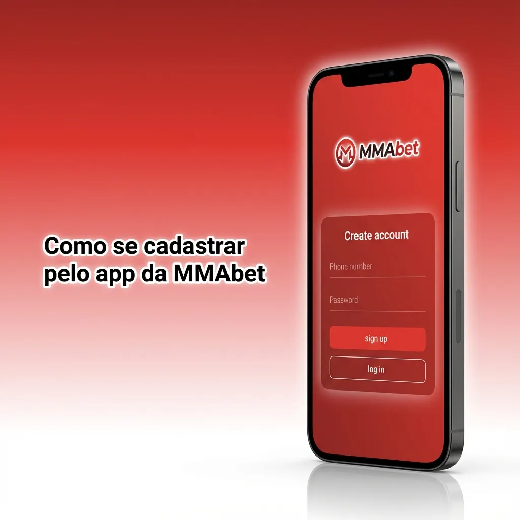 Tela de celular exibindo o app MMAbet aberto na tela de registro com etapas de cadastro numeradas