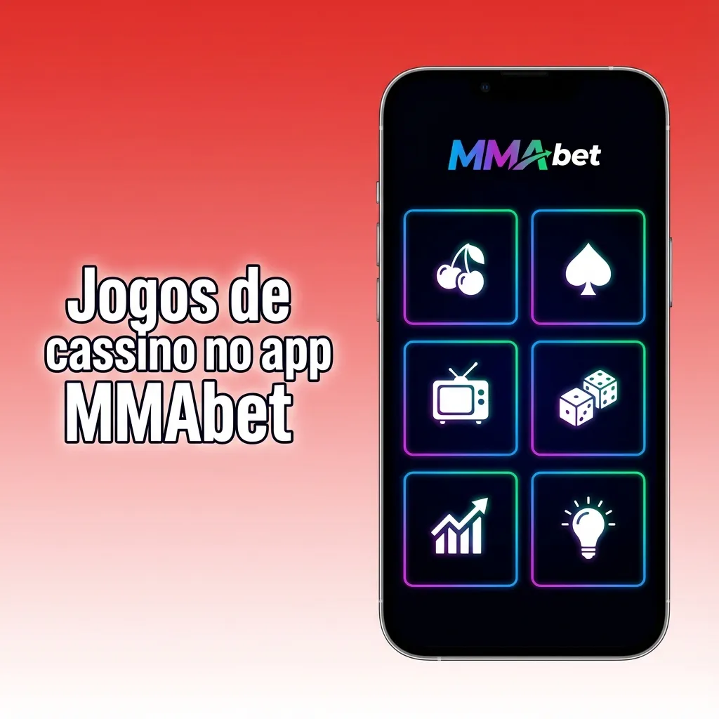 Tela do app MMAbet mostrando slots, roleta, blackjack e jogos ao vivo em um iPhone, destacando cassino e apostas juntos.