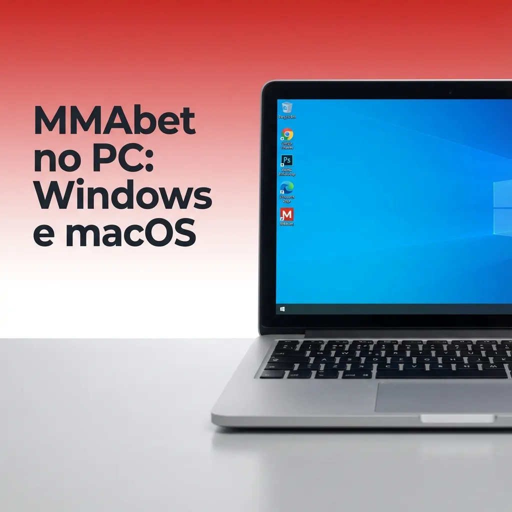 Tela de computador com navegador aberto no site MMAbet, destaque para apostas esportivas e cassino online