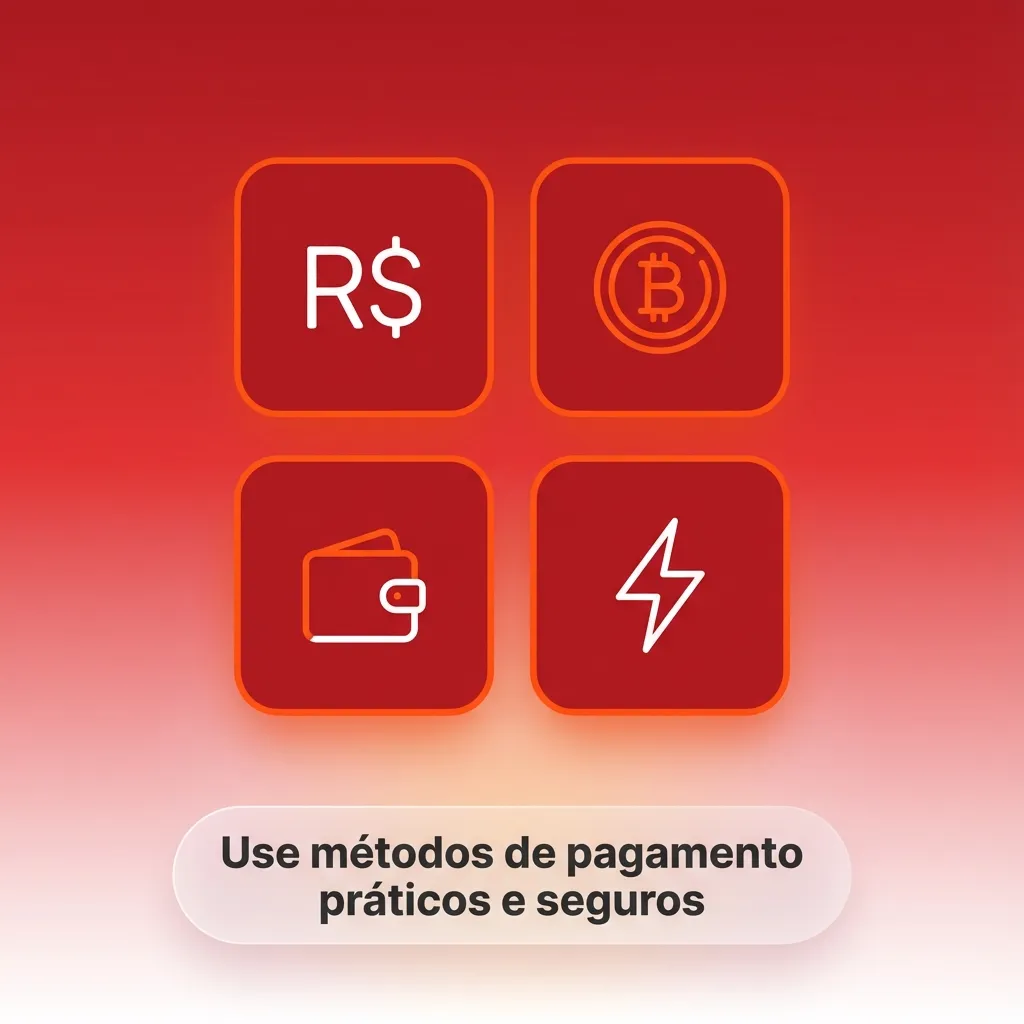 Tela de aplicativo exibindo ícones de PIX, cartões Visa e Mastercard, carteiras digitais e bancos brasileiros conhecidos
