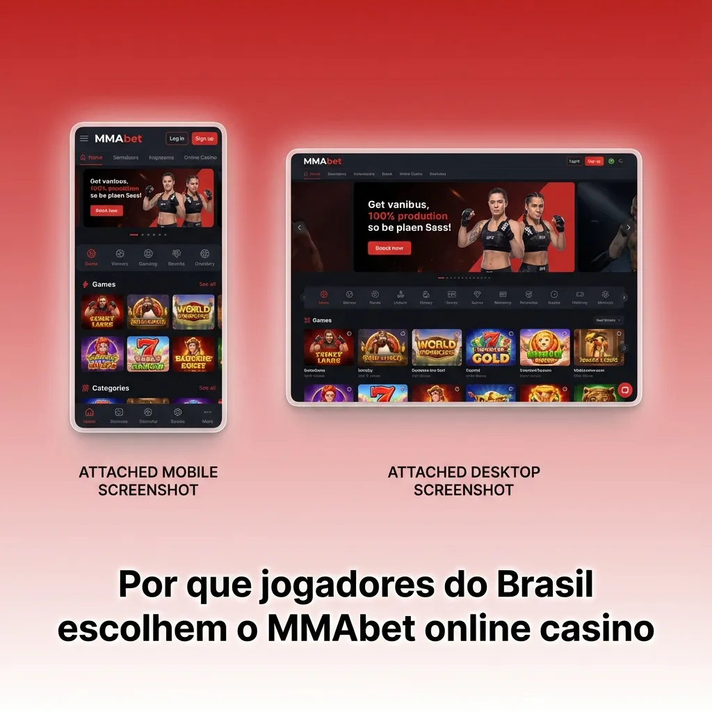 Banner do casino online MMAbet destacando pagamentos via PIX, bônus, esportes populares e suporte em português.